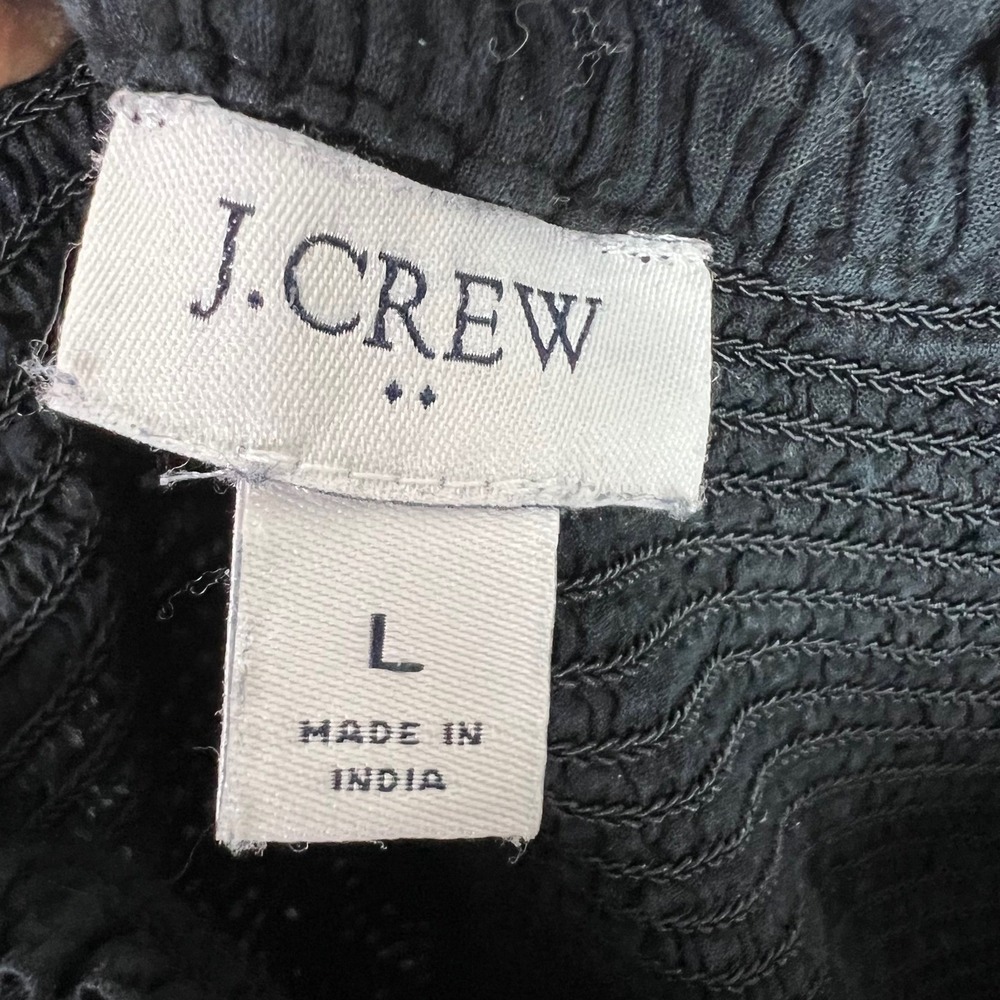 J.Crew Black Swiss Dot Smocked Tiered Midi Dress With Pockets Womens Large - Picture 3 of 10